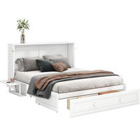 BETT 140/200 cm Weiß mit Schublade und seitlichen Regalen - Weiß, Holz (140/200cm) - Flora Grace