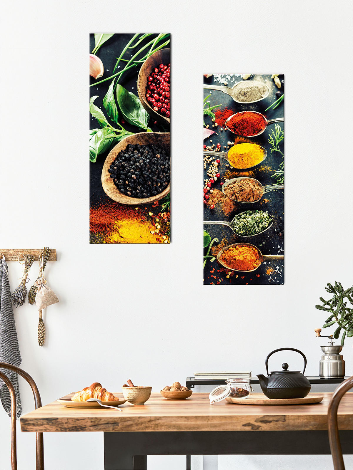 GLASBILD 30x80 cm Küche Gewürze schwarz - Gelb, Glas (30/80cm) - artissimo