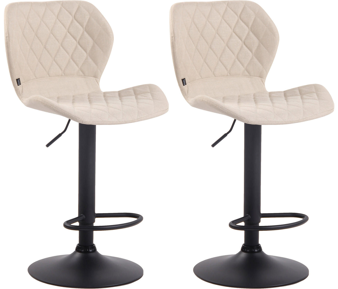 BARHOCKER 2er Set Stoff creme - Creme/Schwarz, Textil/Metall (47/88/51cm) - CLP