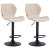 BARHOCKER 2er Set Stoff creme - Creme/Schwarz, Textil/Metall (47/88/51cm) - CLP