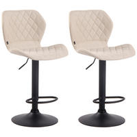BARHOCKER 2er Set Stoff creme - Creme/Schwarz, Textil/Metall (47/88/51cm) - CLP