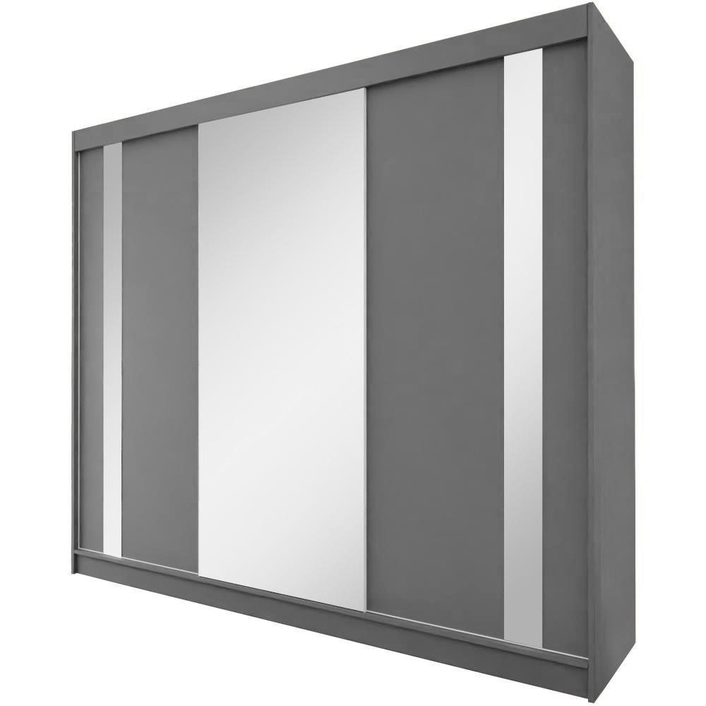 SCHWEBETÜRENSCHRANK Gaja 240/216/61 graphit mit Spiegel - Graphitfarben, Holzwerkstoff (240/216/61cm) - Beautysofa