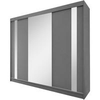 SCHWEBETÜRENSCHRANK Gaja 240/216/61 graphit mit Spiegel und Schubladeneinsätze - Graphitfarben, Holzwerkstoff (240/216/61cm) - Beautysofa