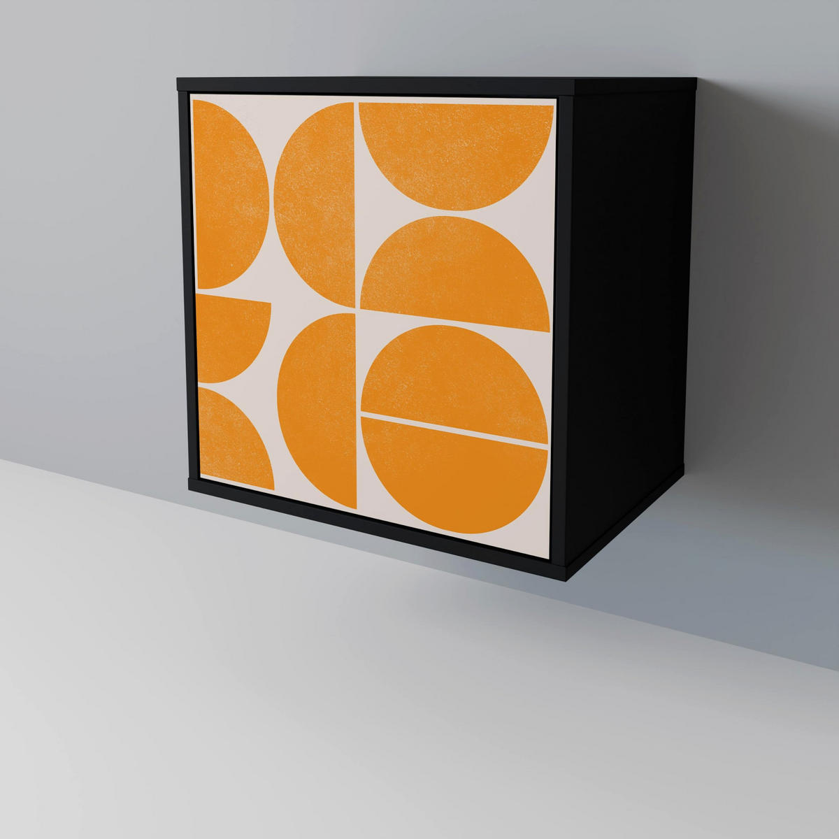 SIDEBOARD RECURRING DREAMS, Schwarz, 57,5x42x67,5 cm, Schwarze Metall-Rahmenfüße - Multicolor/Schwarz, Holzwerkstoff/Metall (57.5/67.5/42cm) - SpaceRebels