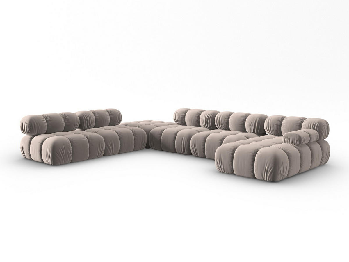 MODULARES-PANORAMASOFA links Bellis aus Samt beige 7 Sitzplätze - Beige, Textil (282/63/379cm) - Micadoni