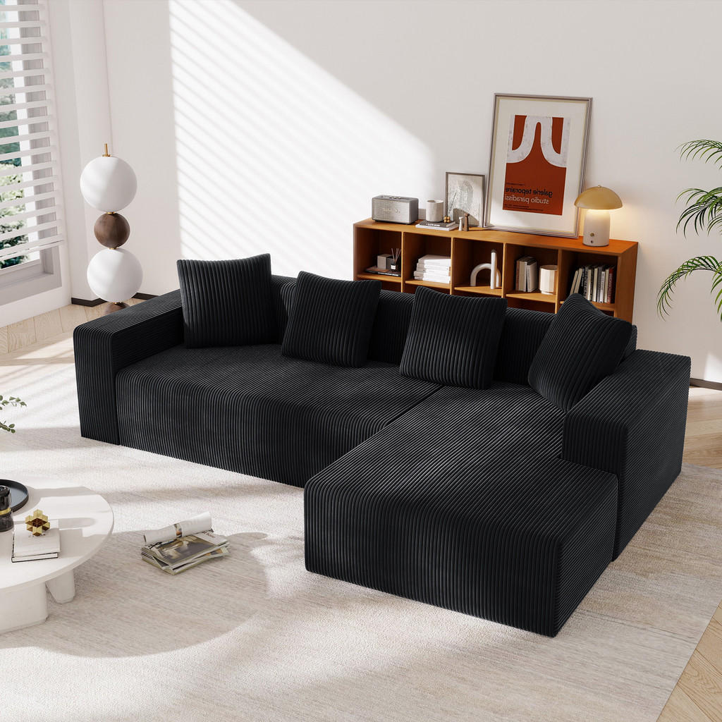 Thumbnail - Redom Modulares, Schwarz, Textil, 261x146 cm, Wohnzimmer, Sofas & Couches, Wohnlandschaften, Ecksofas