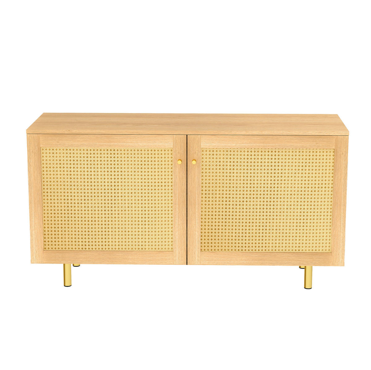 SIDEBOARD 120/40/63 cm mit Rattantüren in Naturholzoptik - Naturfarben, Holzwerkstoff (120/63/40cm) - BEAOK