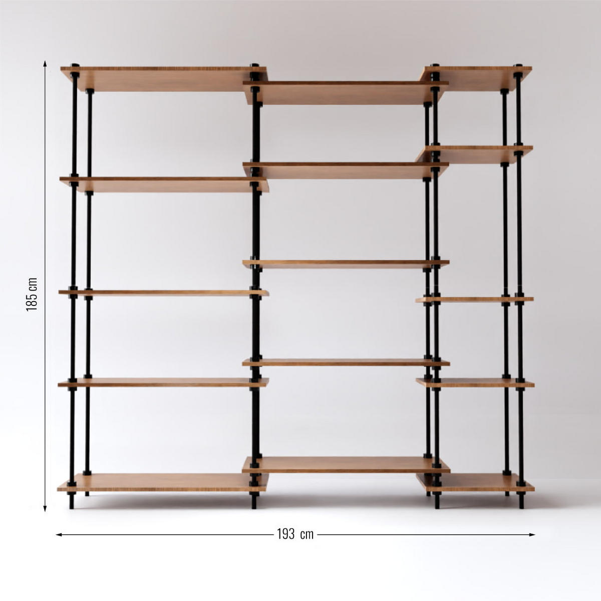 REGALSYSTEM mit Standregalen 185x193x35 - Eiche San Remo, Metall (193/185/35cm) - AR Shelving
