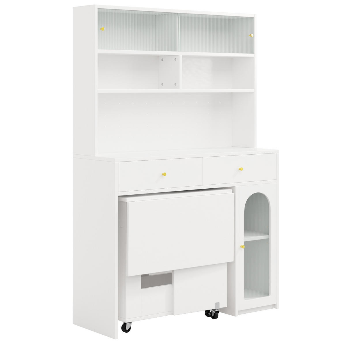 KÜCHENSCHRANK-SET aus MDF 120x45x180 cm Weiß mit klappbarem Esstisch 120x75x75 cm - Weiß, Holzwerkstoff (120/180/45cm) - IVMEU