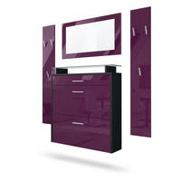 GARDEROBE Malea Front in Brombeer Hochglanz - Brombeere, Holzwerkstoff (180/180/23cm) - Vladon
