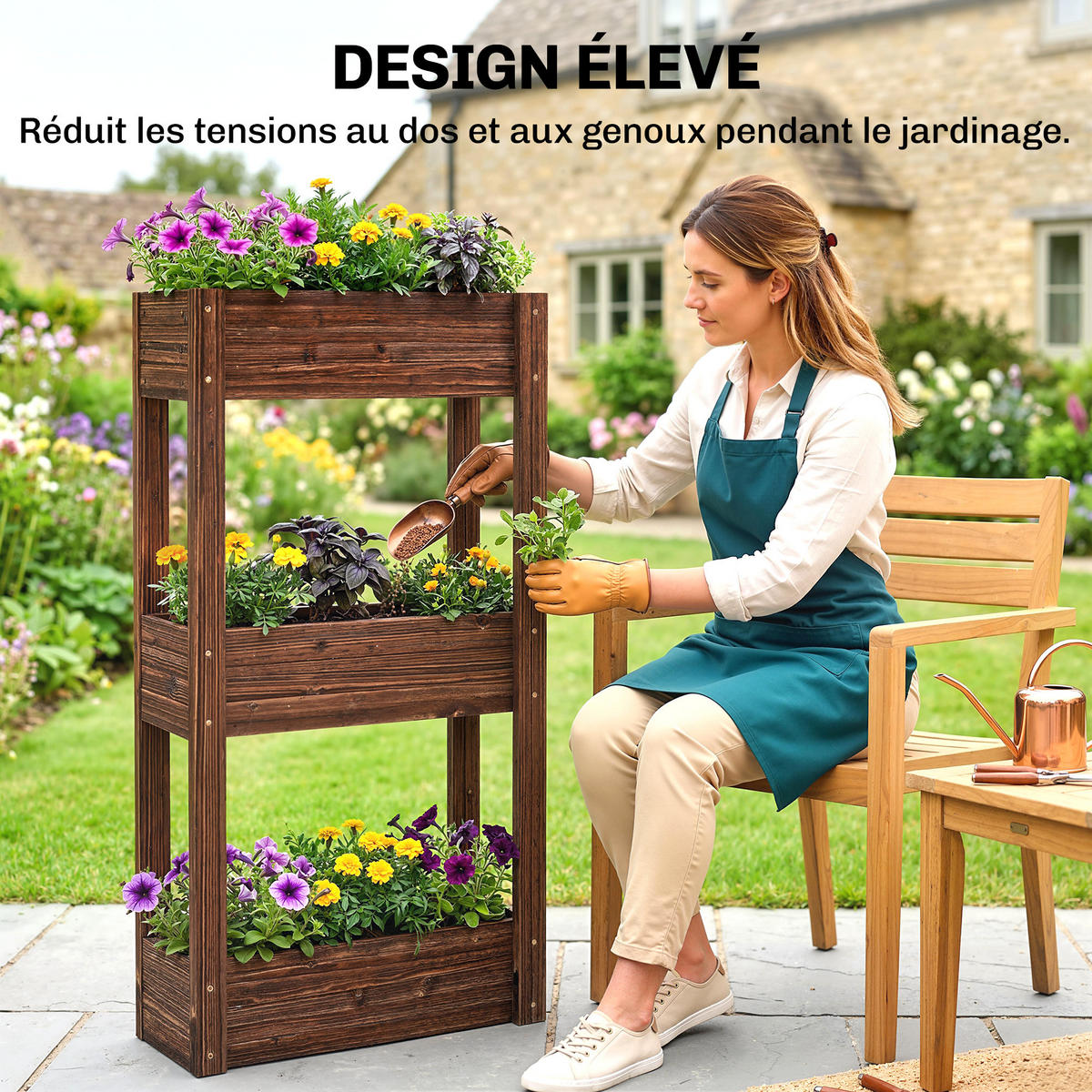 BLUMENTREPPE DE-16055 3 Ebenen Braun - Braun, Holzwerkstoff (25/120/60cm) - ComfortXL