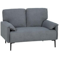 2-SITZER-SOFA DE-06503 dicke Kissen, samtiger Bezug Schwarz - Grau, Textil/Metall (127/84/72cm) - ComfortXL