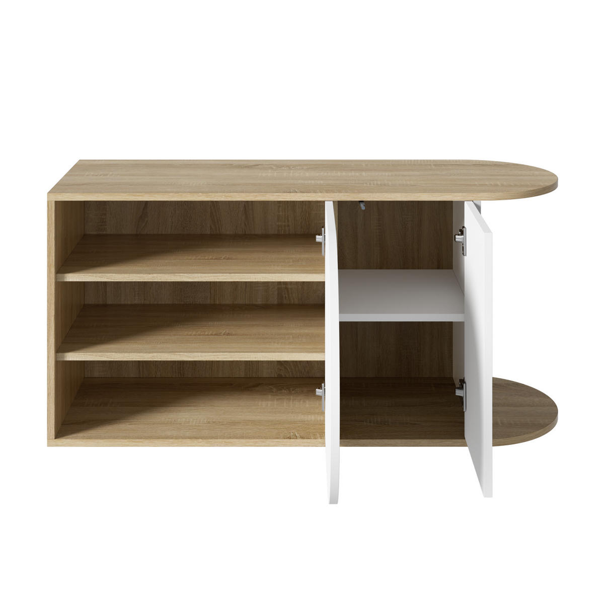 SCHUHBANK Weiß und Naturfarben 104/37/50 cm - Weiß, Holzwerkstoff (104/50/37cm) - PANGIVO