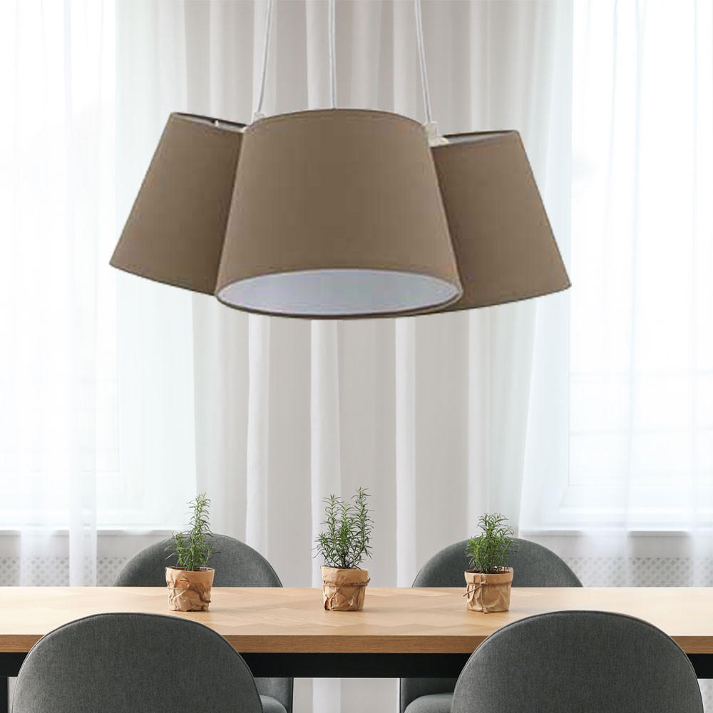 HÄNGELEUCHTE TELA Textilschirm Braun - Braun, Metall (47.2/47.2/128cm) - Briloner