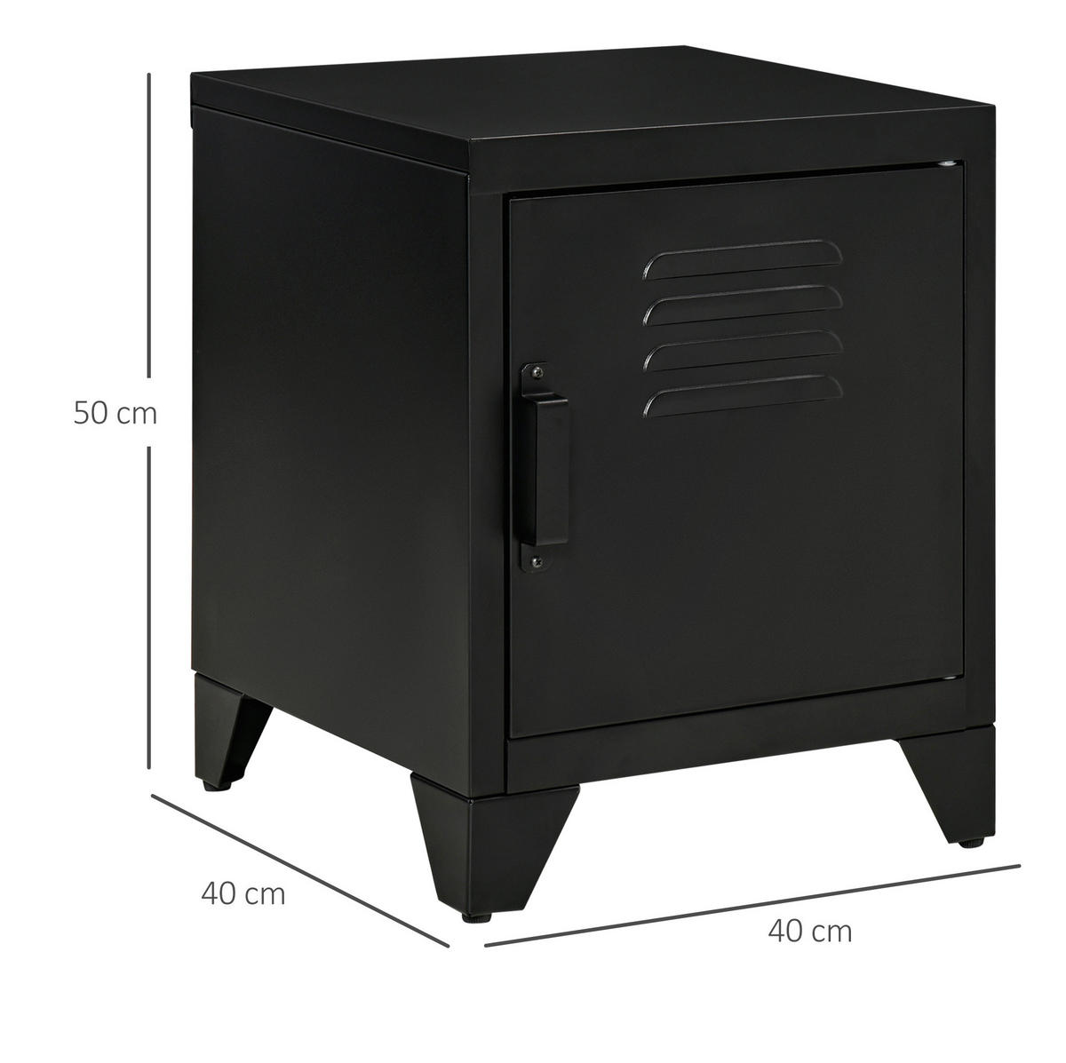 NACHTTISCH 40/40/50 cm mit verstellbarem Regal und Jalousietür aus Metall, Schwarz - Schwarz, Metall (40/50/40cm) - Redom