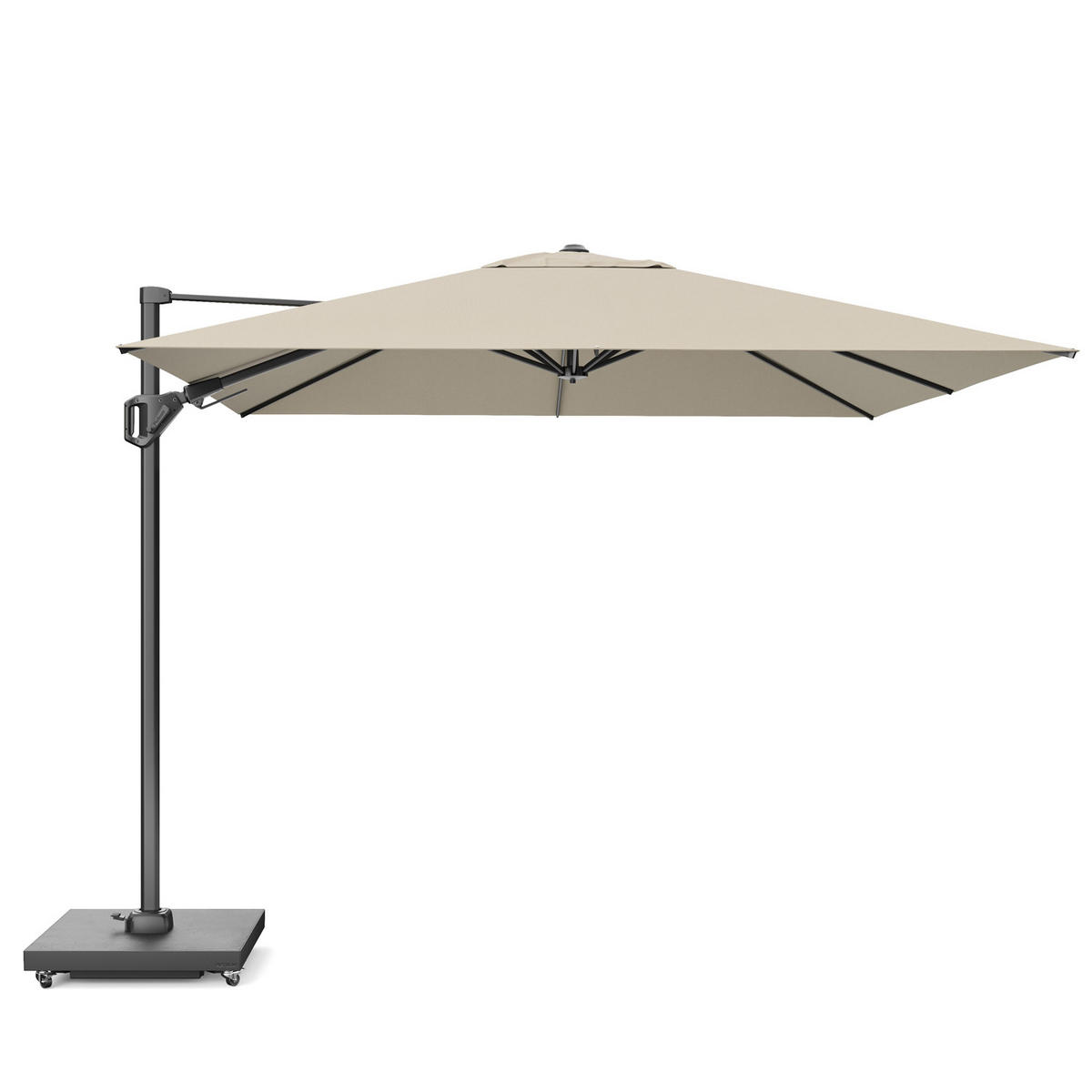 AMPELSCHIRM rechteckig 4 x 3 m Challenger T¹ Premium 360° kippbar natur/anthrazit - Creme, Metall (300/400cm) - Platinum