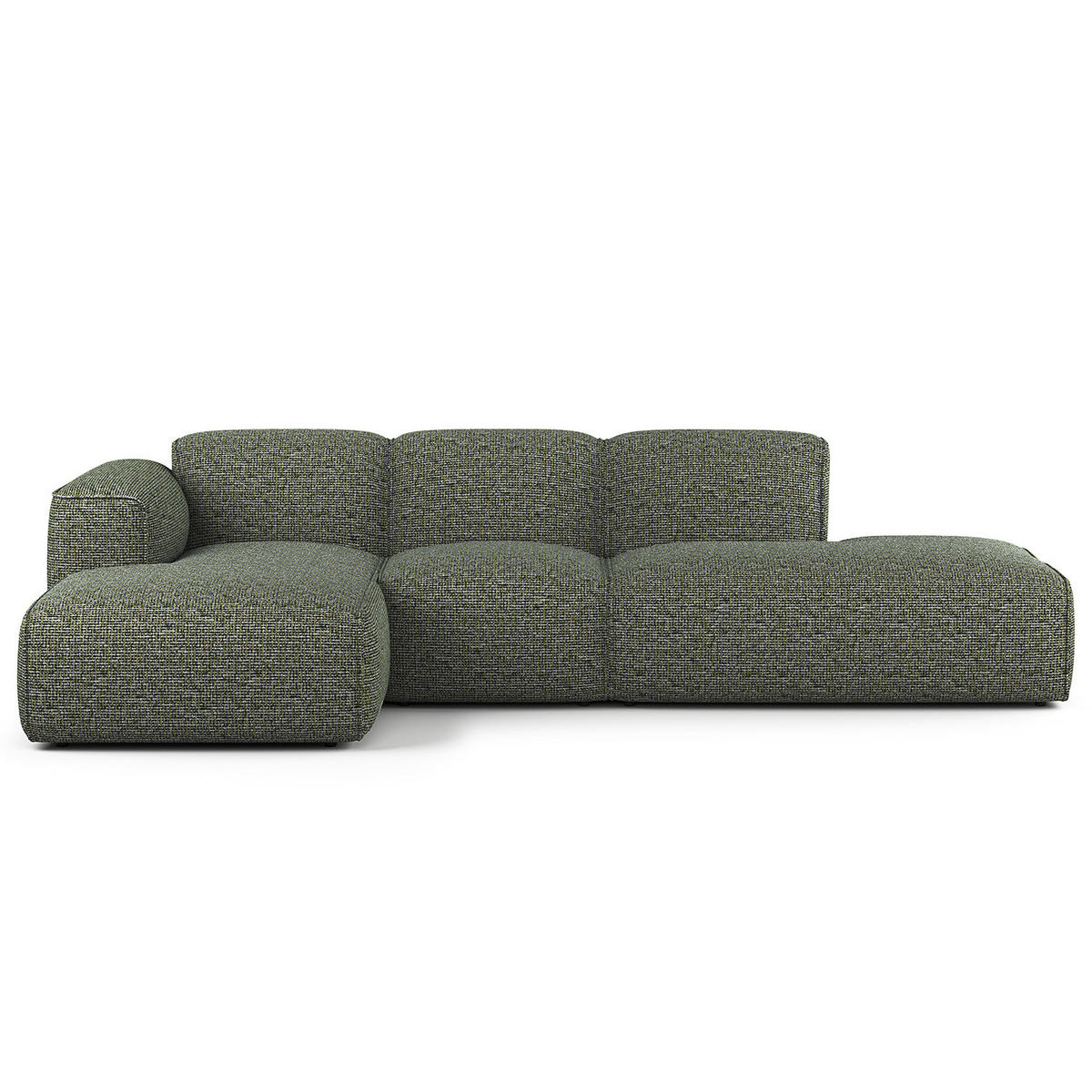 ECKSOFA mit Chaiselongue - Schwarz/Grün, Kunststoff/Textil (290/173cm) - home24