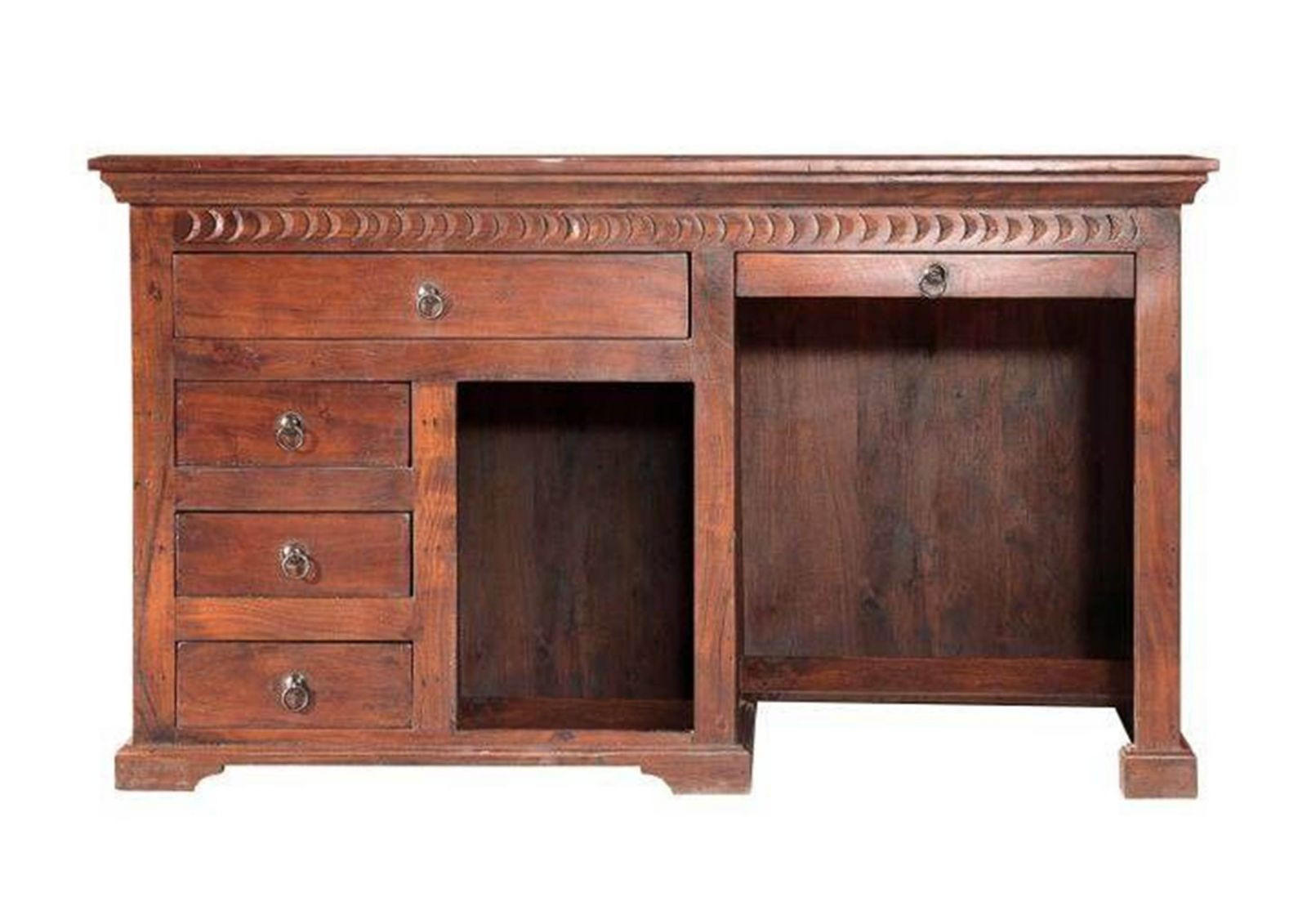 SCHREIBTISCH Akazie 140x64x80 nougat lackiert OXFORD #511 - Dunkelbraun, Holz (64/140/80cm) - Massivmoebel24