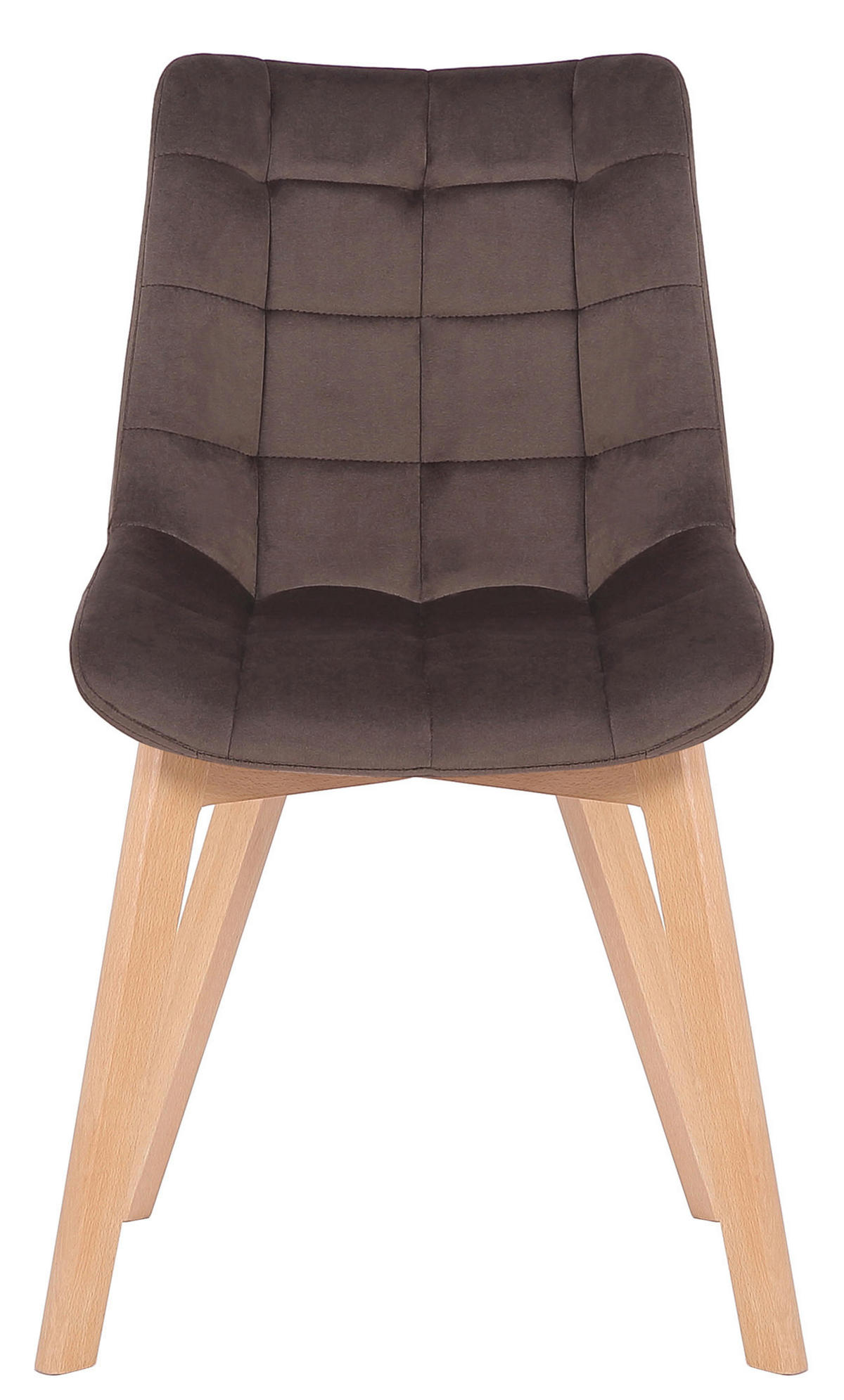 STUHL 2er Set Samt Braun - Eukalyptusholzfarben/Braun, Holz/Textil (46/82/61cm) - CLP
