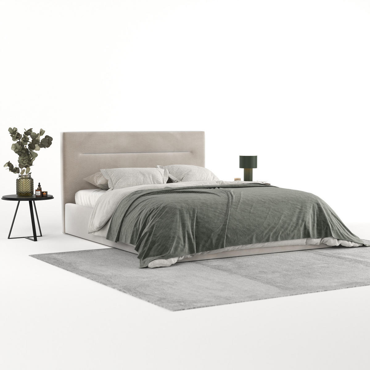 POLSTERBETT Liline 160/200 cm Hellbeige im Paros Stoff - Beige/Schwarz, Holz/Holzwerkstoff (160/200cm) - AltaBeds