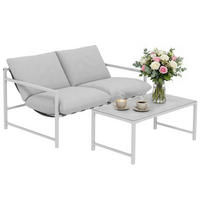 GARTENLOUNGE DE-13531 2-teilig, mit Tisch & 20 cm Kissen Hellgrau - Hellgrau, Metall - ComfortXL