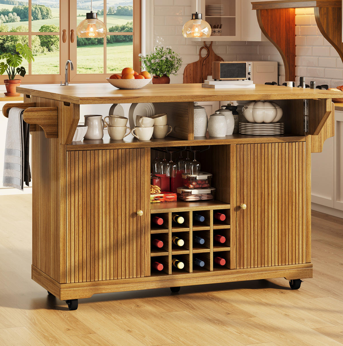 SERVIERWAGEN mit Stauraum und Ausziehfunktion 142,5 x 80 x 95 cm Dark Brown - Braun, Holz (80/95/142.5cm) - Beauniv