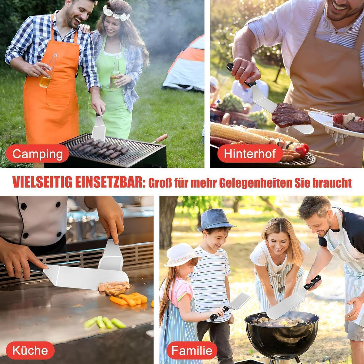 GRILLSPACHTEL 3er Set Edelstahl ABS Kunststoffgriff - Multicolor, Metall (7.3/1/36.5cm)