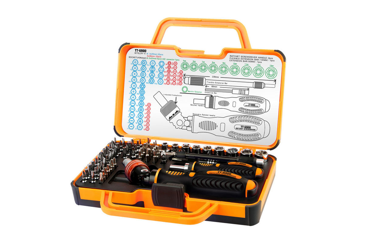 HANDWERKZEUG-SET Toman TT-6900-69-tlg - Orange, Metall (69/69cm) - Tesla