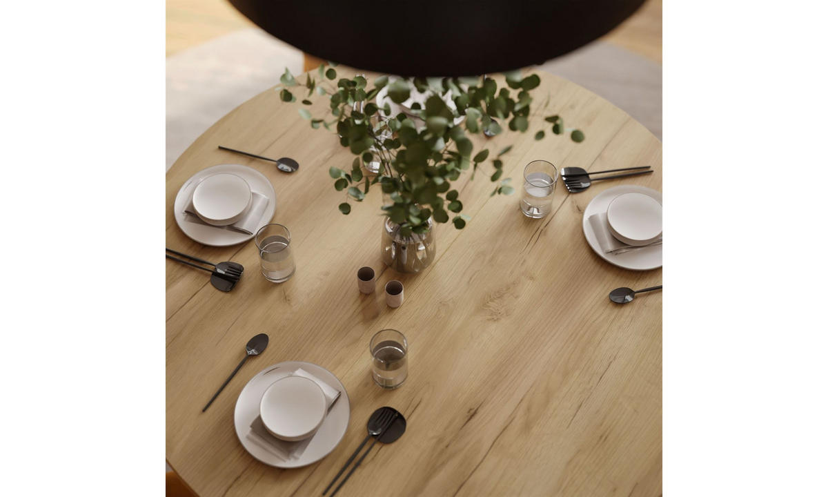 ESSTISCH VOLTA LOFT 100/100/72,5 cm Tischplatte: Goldene Eiche Craft; Gestell: Schwarz - Eichefarben/Schwarz, Holzwerkstoff/Metall (100/100/72.5cm) - Lookway