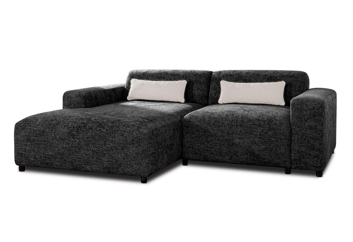ECKSOFA L Form Jughlio Schwarz 240/165/75 cm Links mit Schlaffunktion - Schwarz, Kunststoff/Textil (165/240cm) - AX Living