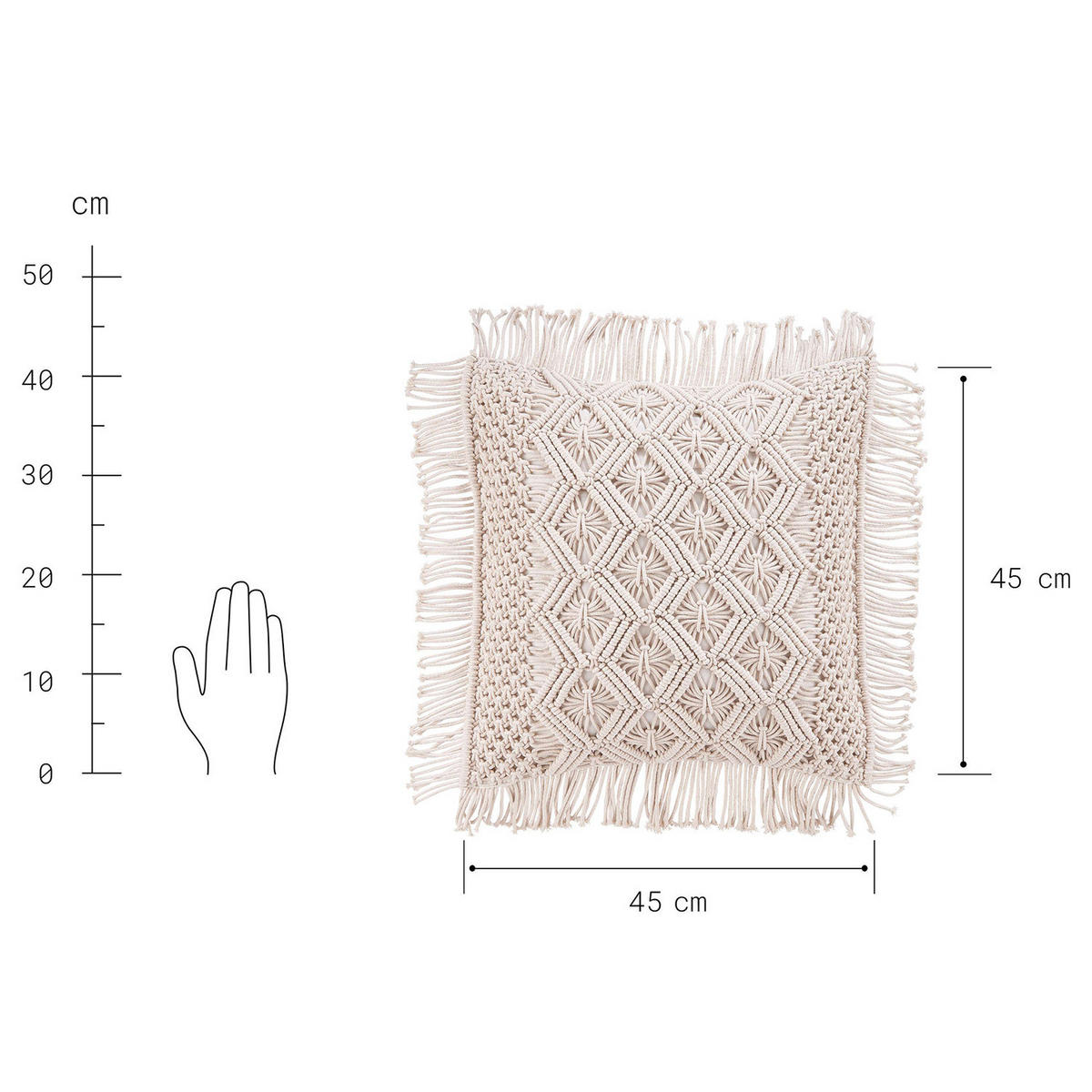 KISSEN Macramè - Weiß, Textil (45/1cm) - Butlers