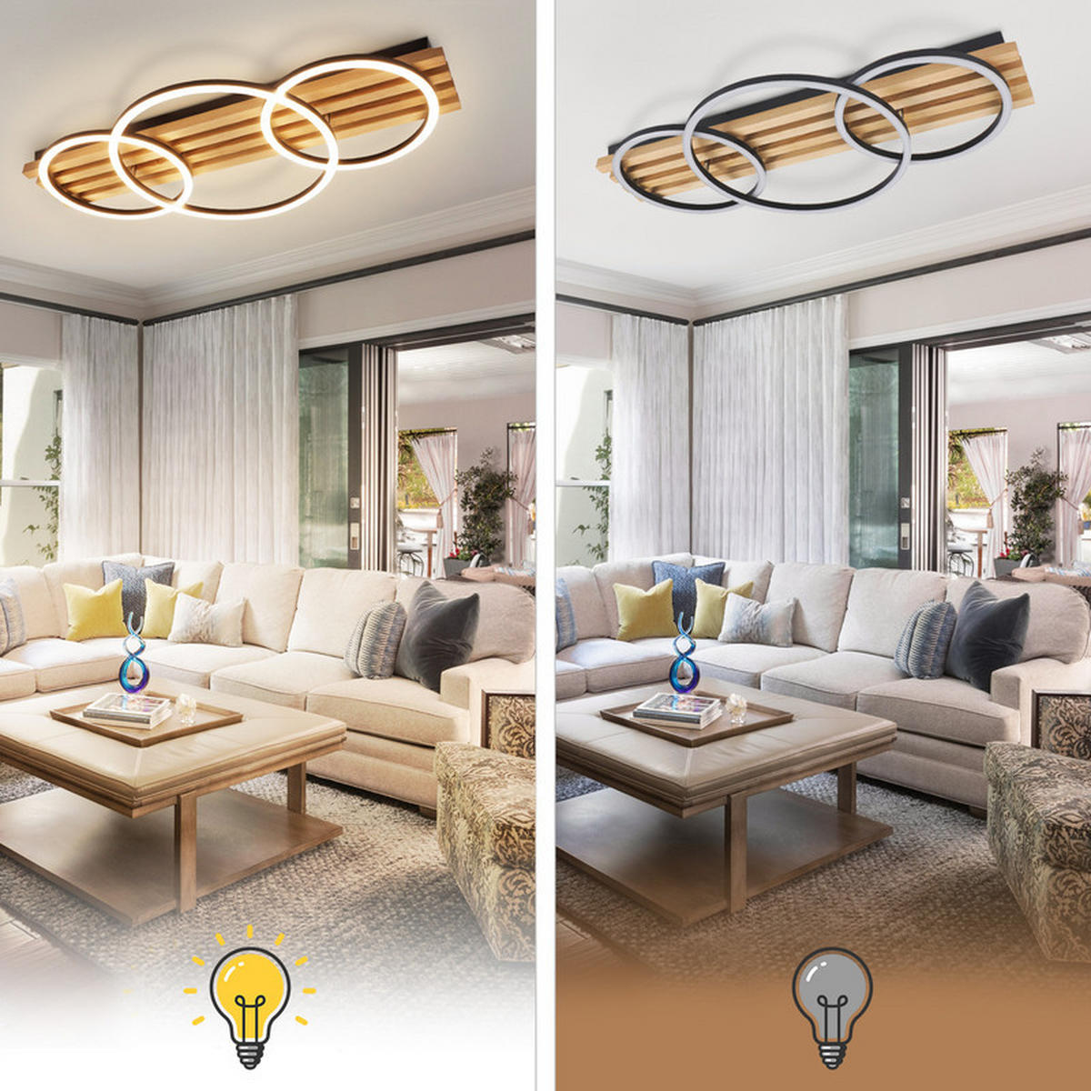 LED-DECKENLEUCHTE Ellis II 8.8/70/35cm - Eschefarben, Holz (8.8/70/35cm) - Nettlife