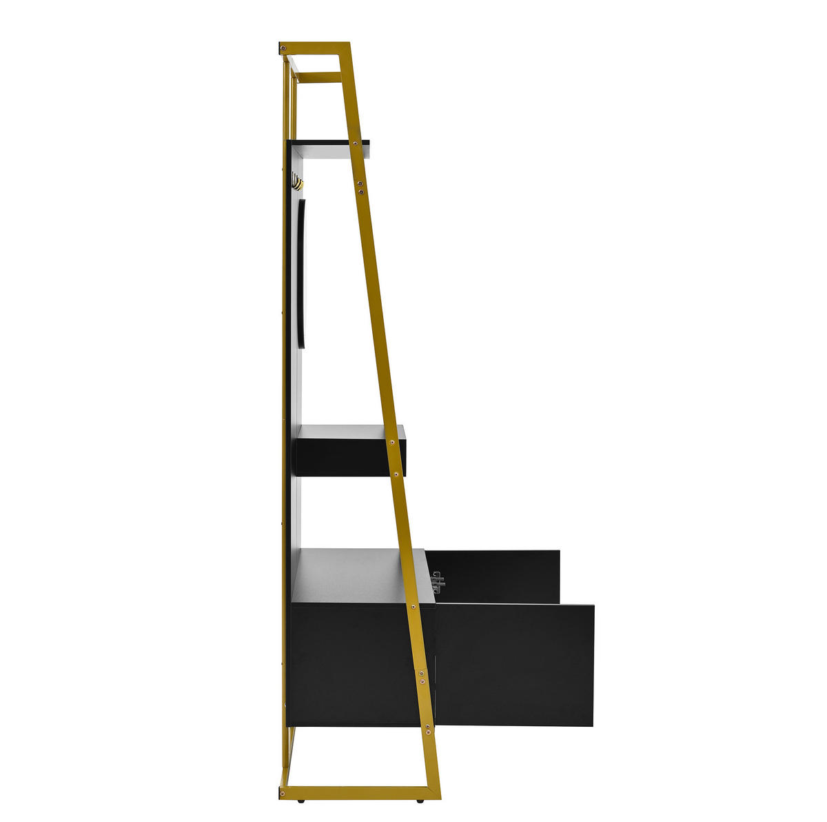 STANDGARDEROBE mit Spiegel und Schuhablage 78/38,5/180,5 cm in Schwarz - Schwarz, Holzwerkstoff (78/180.5/38.5cm) - BEAOK