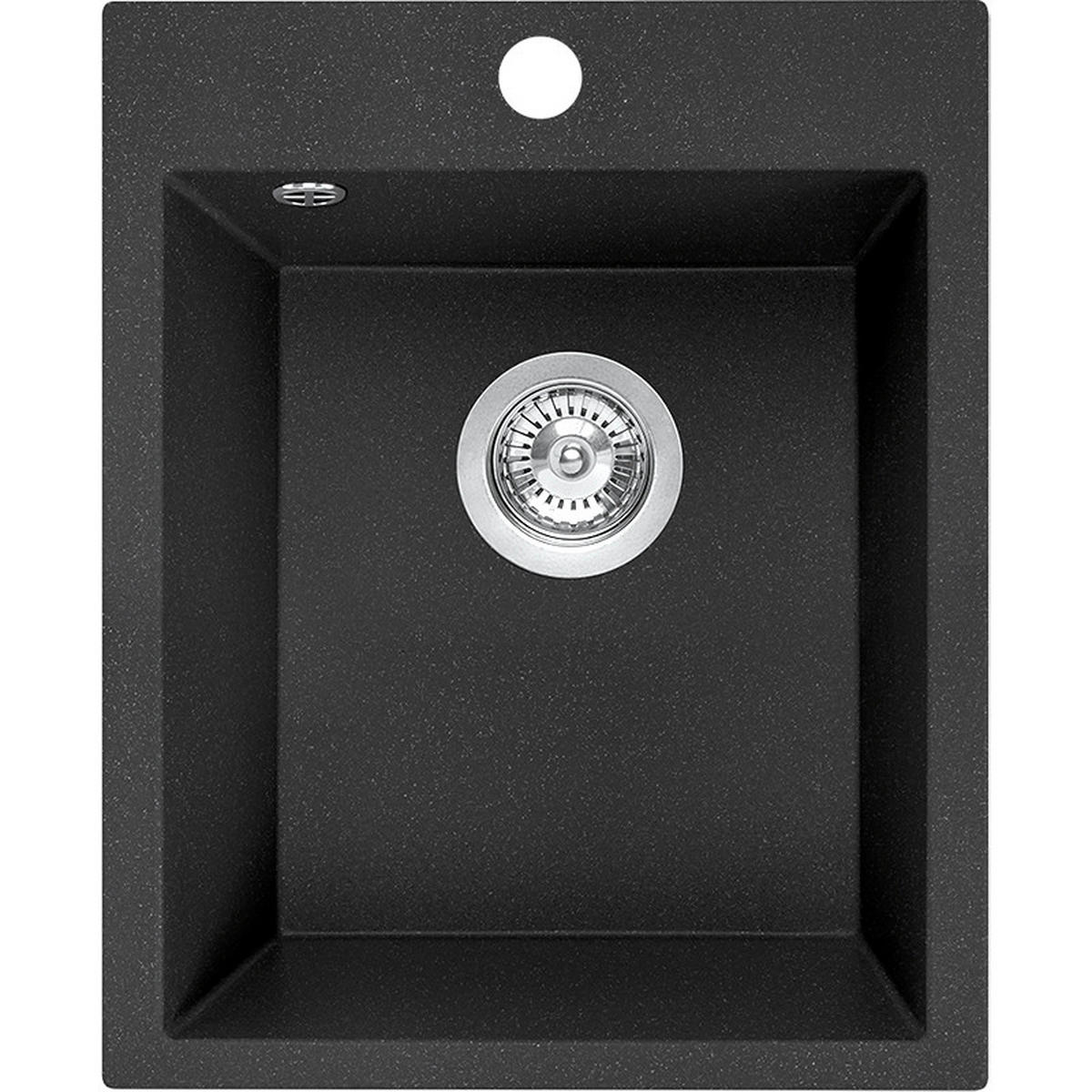 EINBAUSPÜLE Chichi Schwarz, Einzelbecken, 48/39/20,5 cm - Schwarz, Stein (48/20.5/39cm) - bad land
