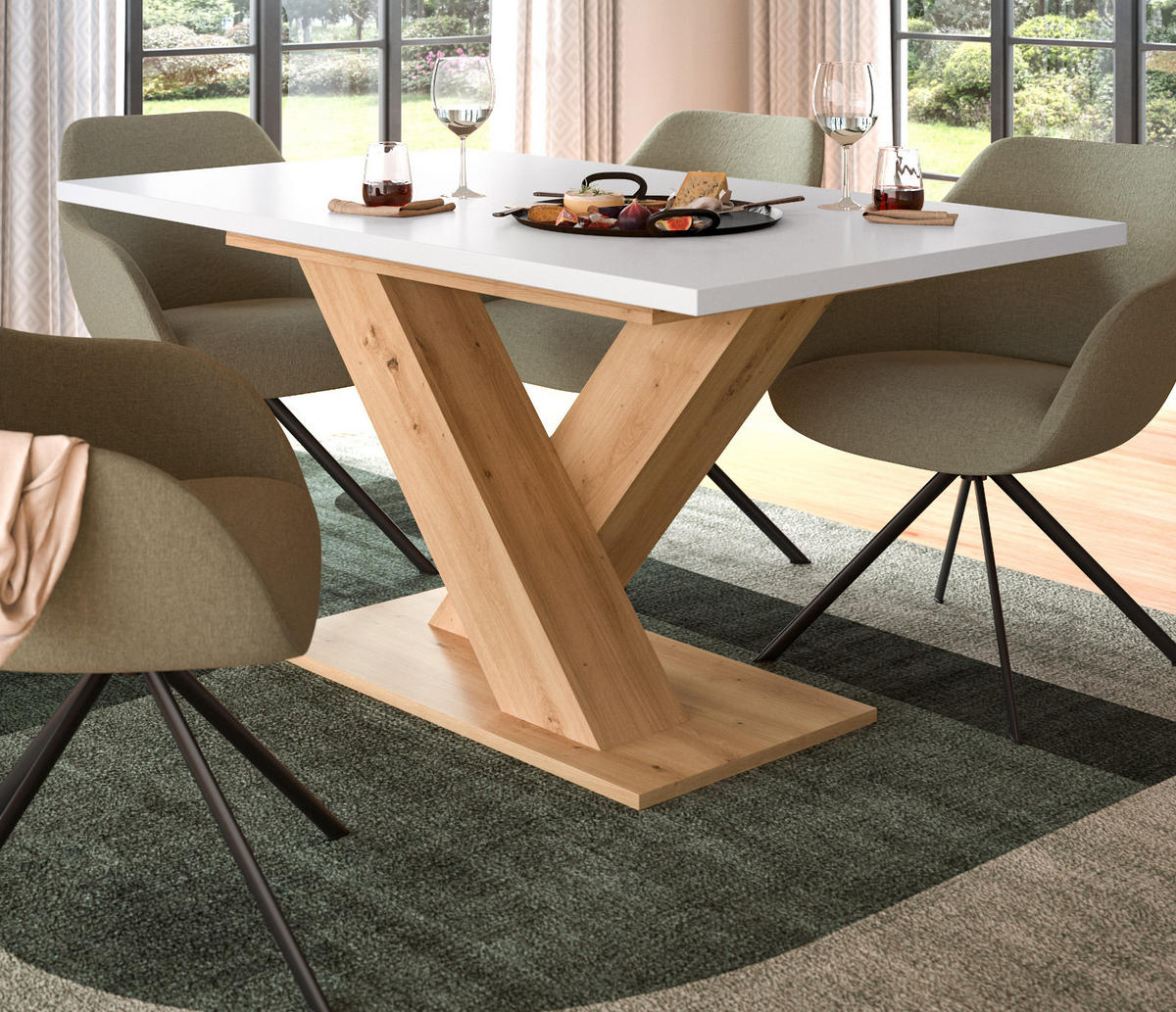 ESSTISCH weiß, Eiche Artisan, Küchentisch ausziehbar 150 - 190 cm - Eiche Artisan/Weiß, Holzwerkstoff/Metall (150/90/76cm) - Inn.Furn