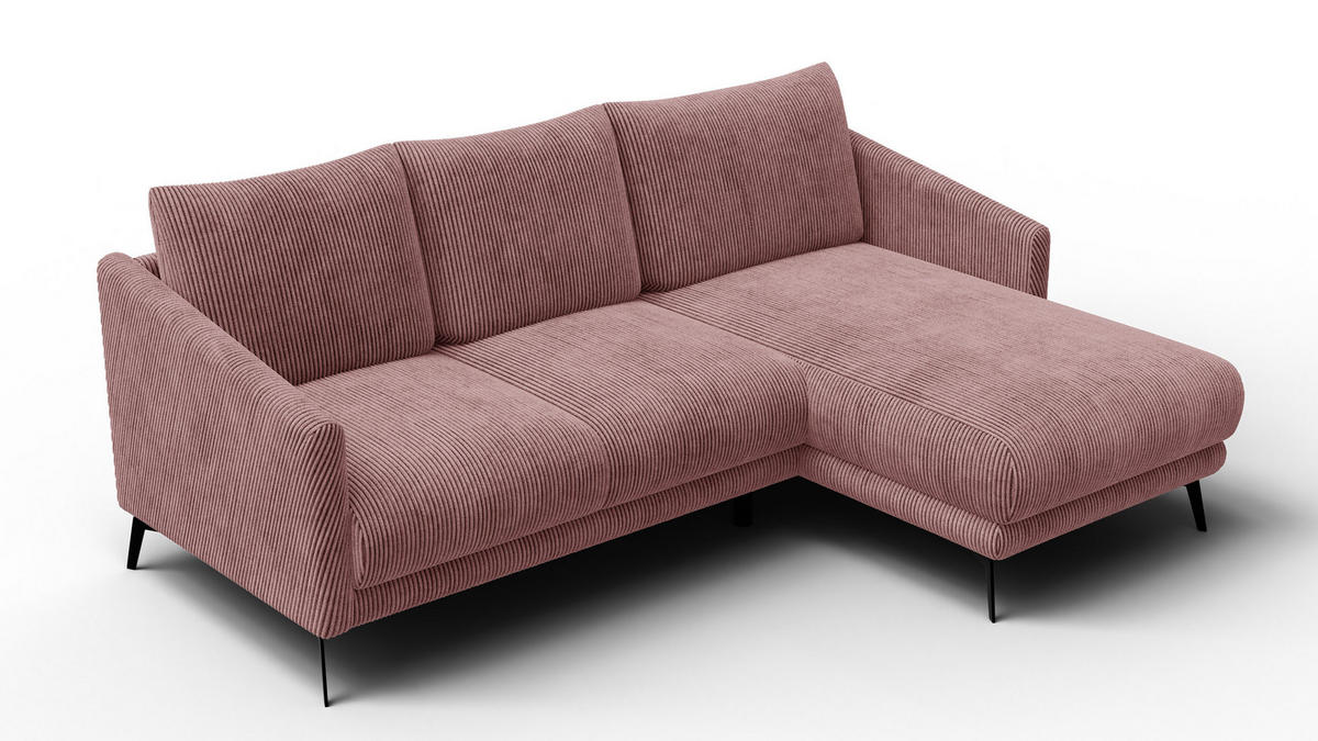 ECKSOFA VILT 3-Sitzer, altrosa - Schwarz/Altrosa, Holzwerkstoff/Textil (221/156cm) - Courtois Laville
