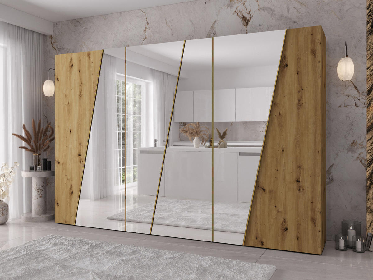 DREHTÜRENSCHRANK Zen 4L 300 cm - Goldfarben/Schwarz, Holzwerkstoff/Kunststoff (300/202/50cm) - MIRJAN24