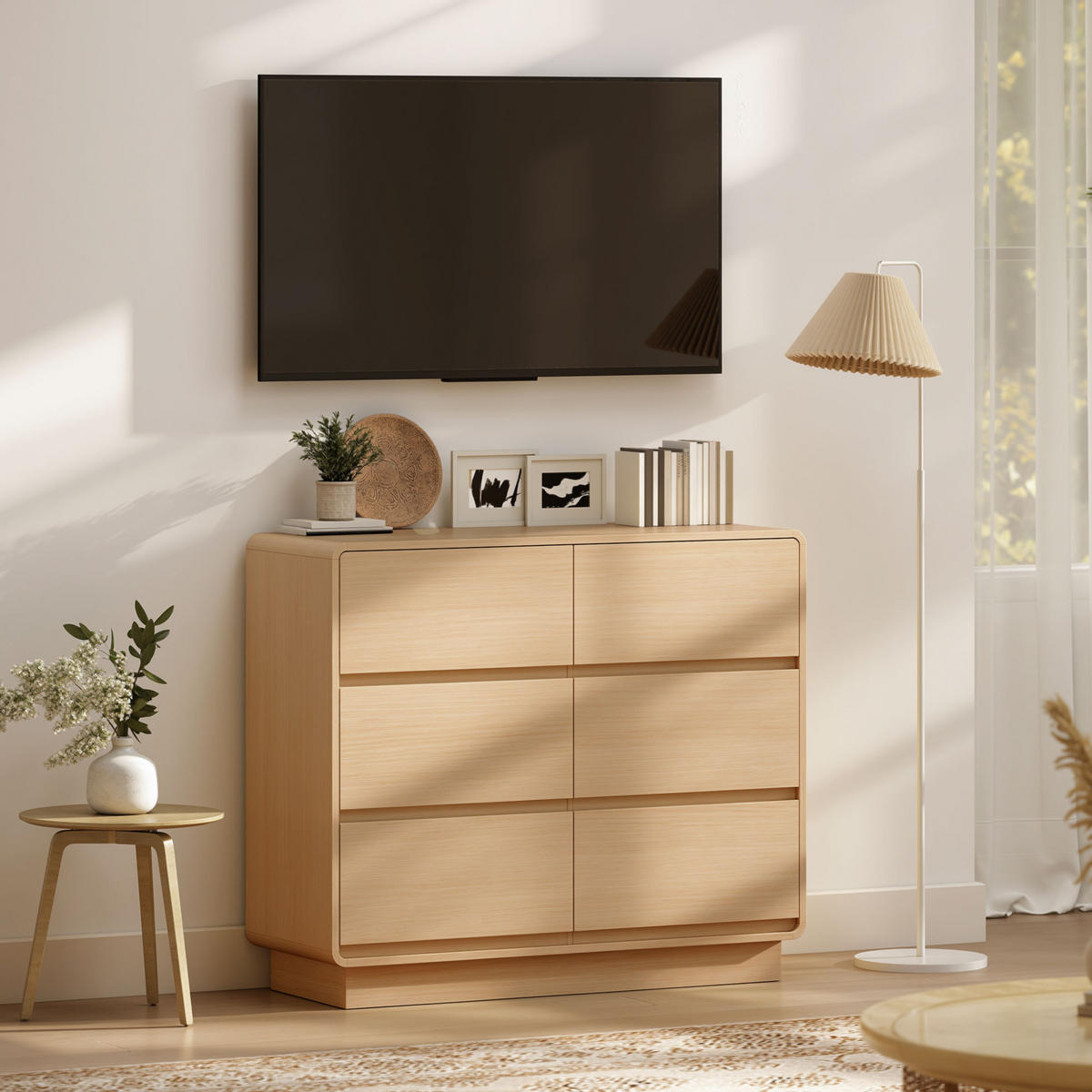 SIDEBOARD Naturholzfarben, 6 Schubladen, 100/38/86 cm - Naturfarben, Holz (100/86/38cm) - PANGIVO