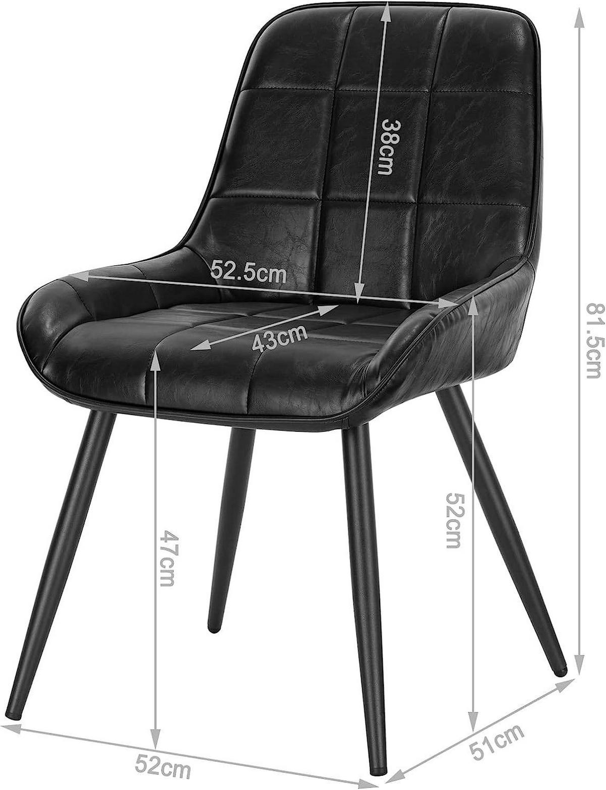 ESSZIMMERSTUHL 4er-Set, Polsterstuhl, Kunstleder, Schwarz - Schwarz, Textil/Metall (52.5/81.5/62cm) - Woltu