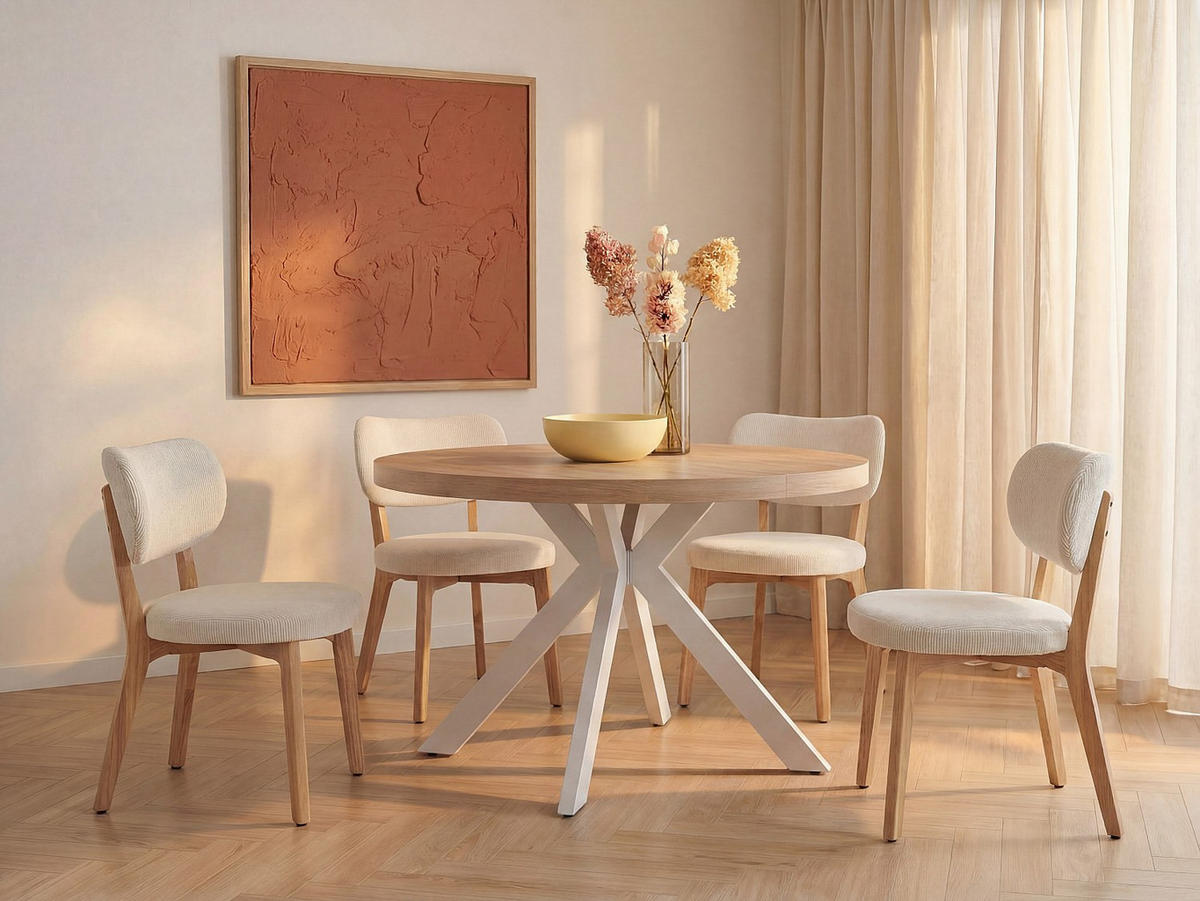ESSTISCH - 4 Personen, 6 Personen, 8 Personen - Holz, Platte - Naturfarben Hell, Weiß - KOMONI - Naturfarben/Weiß, Holz (120/170/76cm) - Vente-Unique
