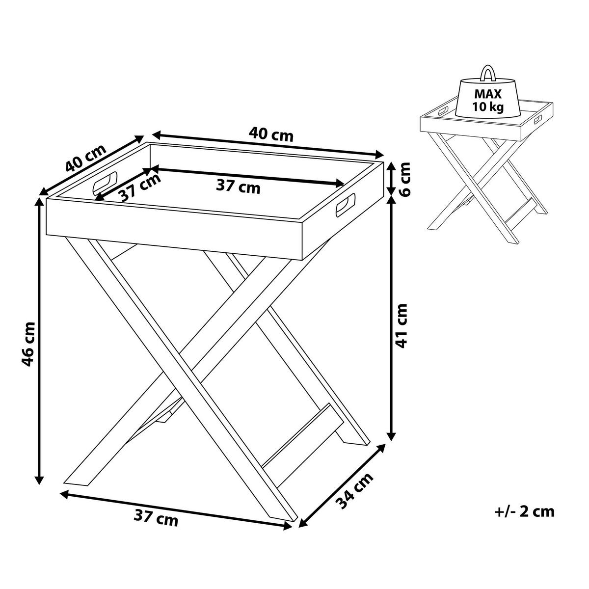 COUCHTISCH grau quadratisch 40/40 cm Chester - Grau, Holzwerkstoff (40/40/46cm) - Beliani