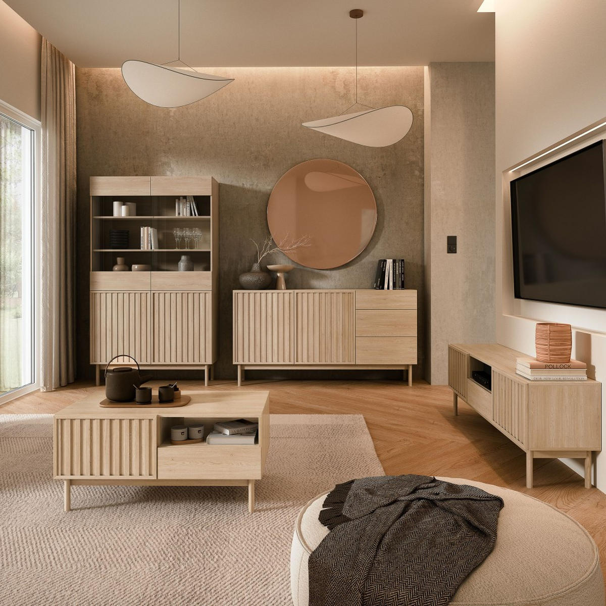 KOMMODE Sapporo mit 3 Schubladen und 2 Türen, eiche Cremona - Eichefarben, Holzwerkstoff (159/84/37cm) - Beautysofa