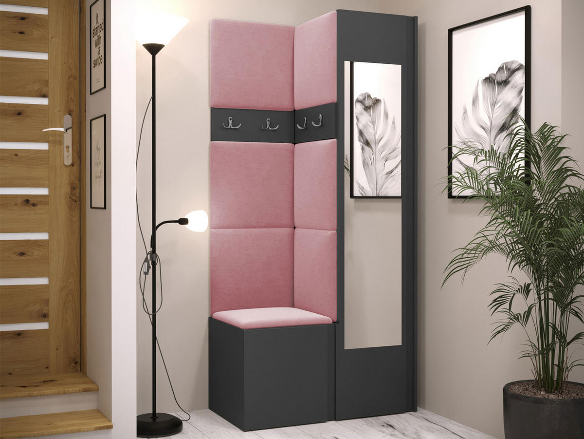 GARDEROBEN-SET Orion XXV - Graphitfarben/Rosa, Holzwerkstoff/Kunststoff (82/186/46cm) - MIRJAN24