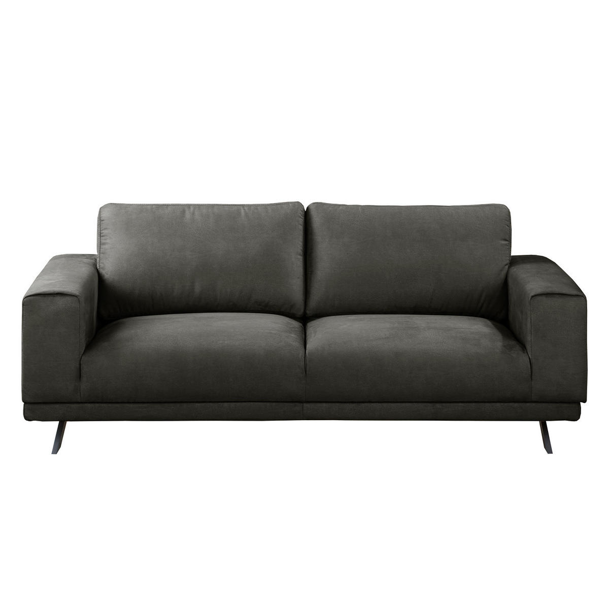 2-SITZER SOFA - Antiklederlook - Dunkelgrau, Textil (196/81/89cm) - home24
