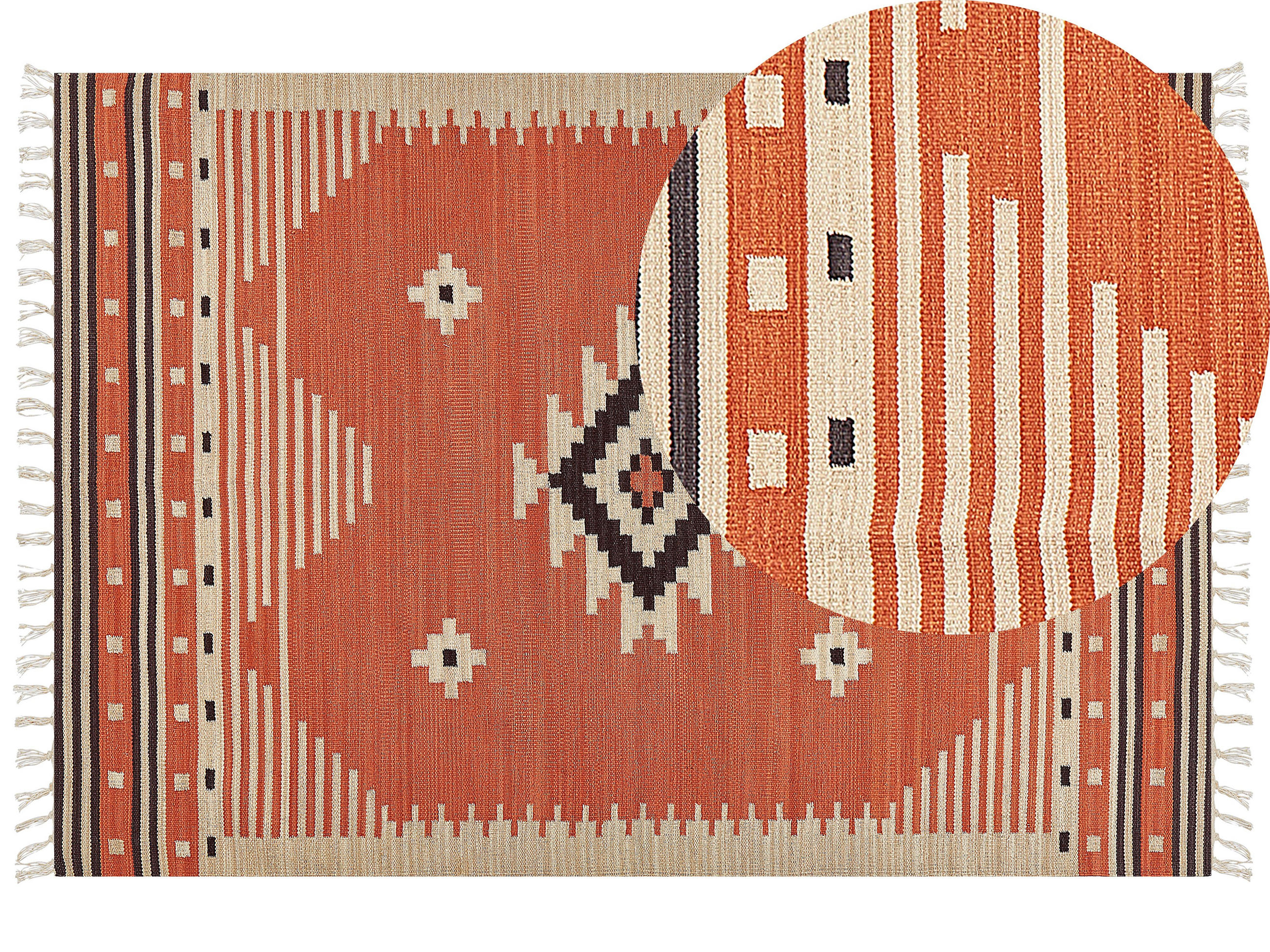 KELIM-TEPPICH Gavar 230/160 cm - Orange, Textil (160/230cm) - Beliani