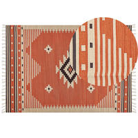 KELIM-TEPPICH Gavar 230/160 cm - Orange, Textil (160/230cm) - Beliani
