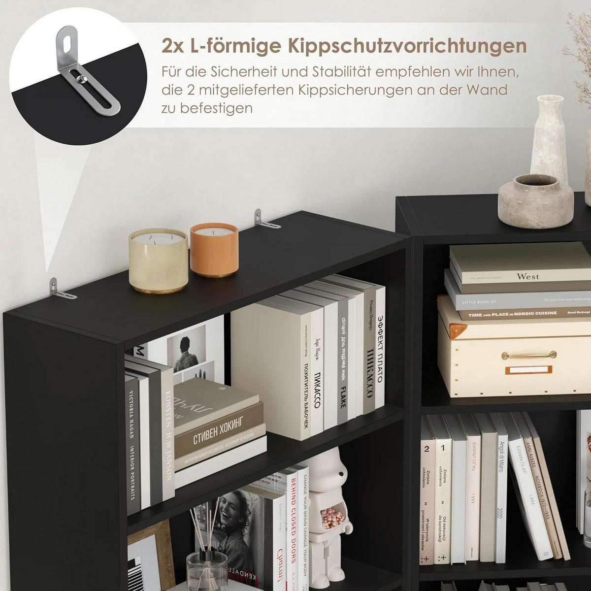 BÜCHERREGAL Schwarz 180 x 60 x 23,5 cm - Schwarz, Holzwerkstoff (60/180/23.5cm)