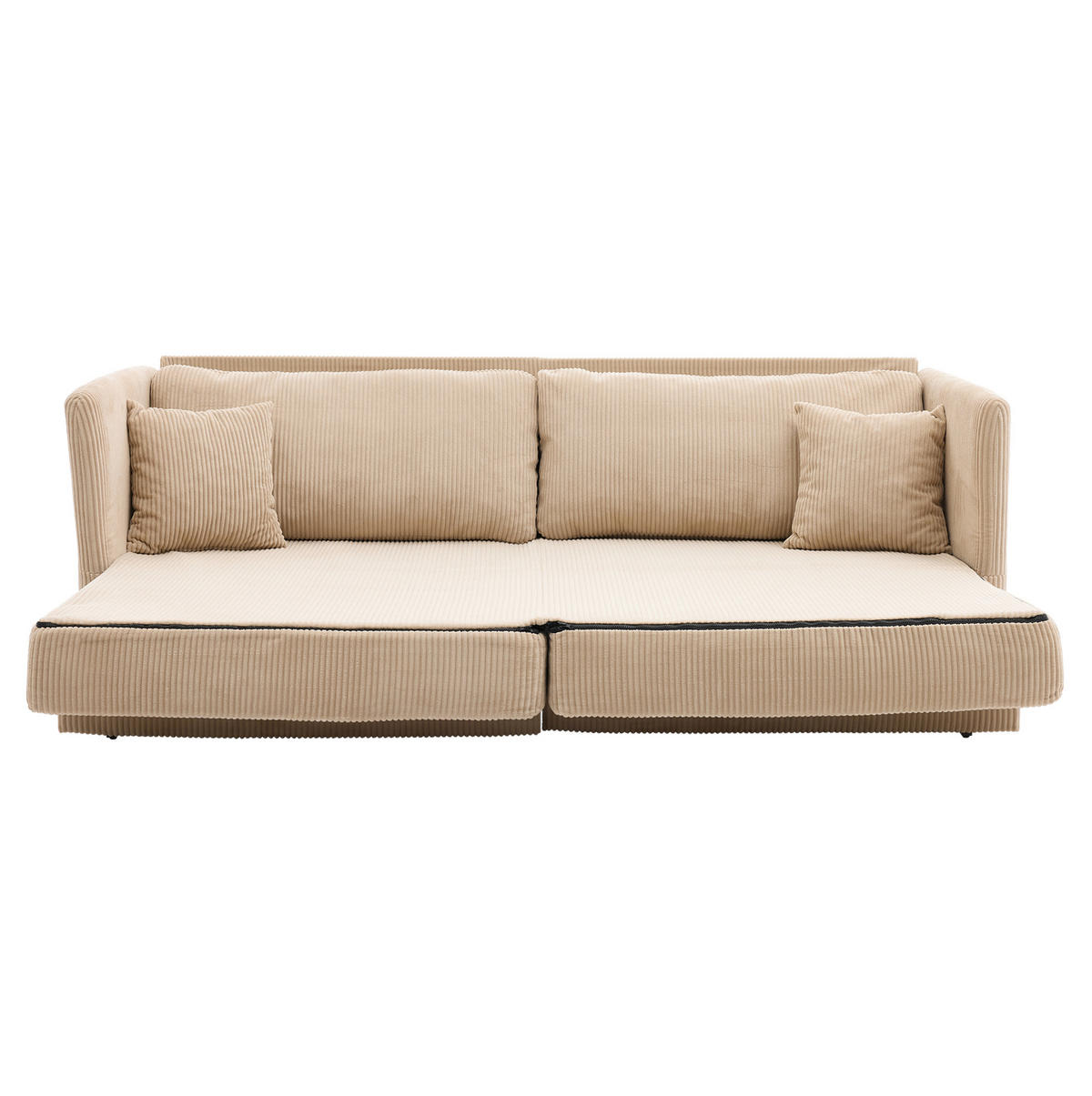 SOFA klappbar 182 cm Beige Cord mit Schlaffunktion - Beige, Kunststoff (182/84/88cm) - Meubliv