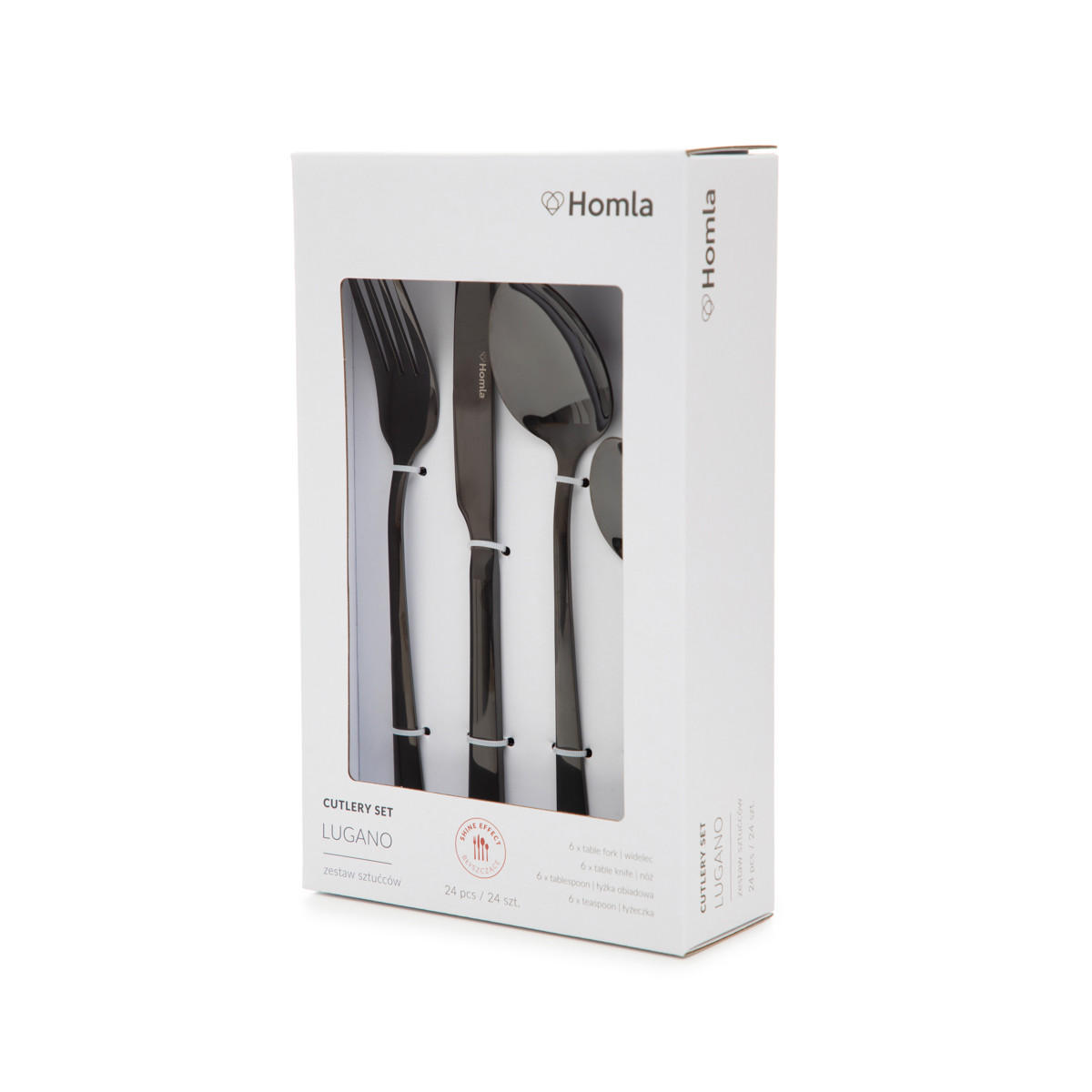 BESTECKSET Lugano schwarz 24-tlg. - Schwarz, Metall - Homla