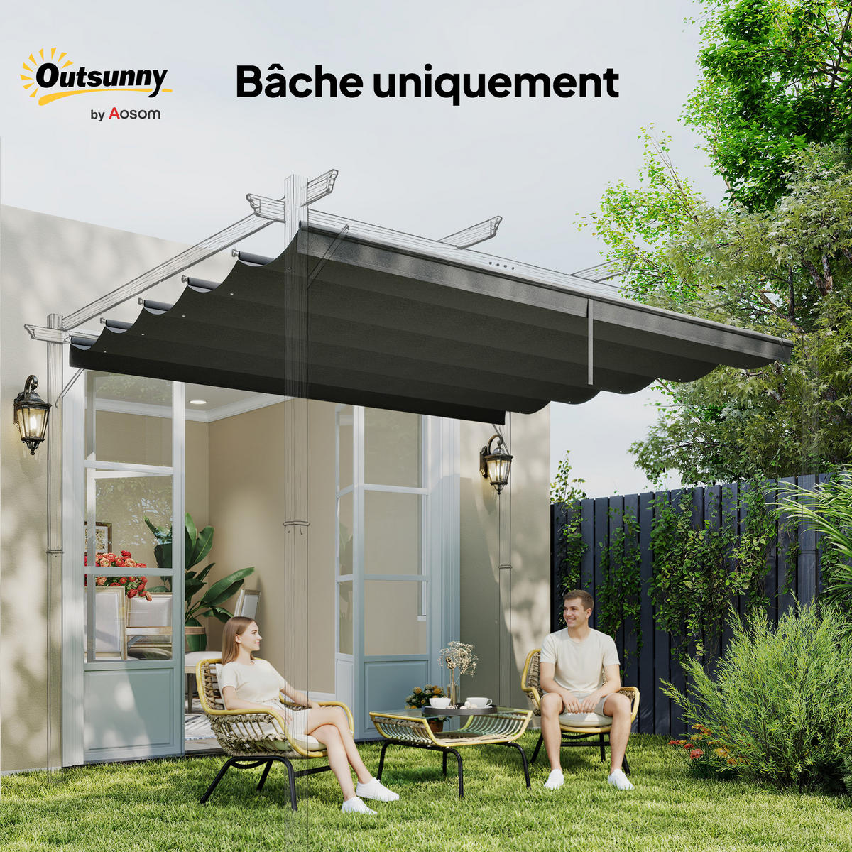 DACH für Pergola DE-12580 250/255 cm Dunkelgrau - Dunkelgrau, Textil (255/6/250cm) - ComfortXL